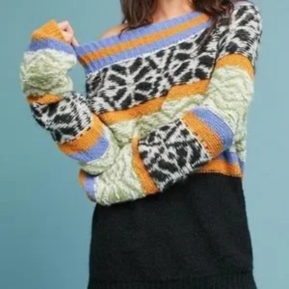 ANTHRO - MOULINETTE SOEURS Intarsia Alpaca Blends Pullover Sweater - Picture 1 of 11